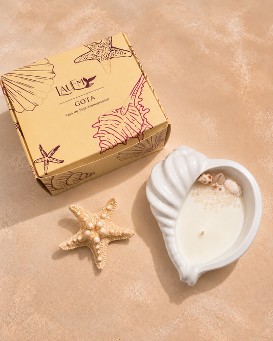 Vela Gota de Soya en Base Decorativa | Vela Artesanal Inspirada en el Mar – LauEm