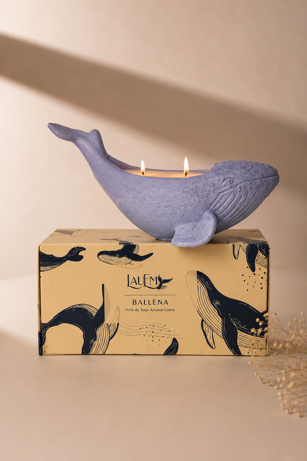 Vela ballena + Difusor de auto de REGALO