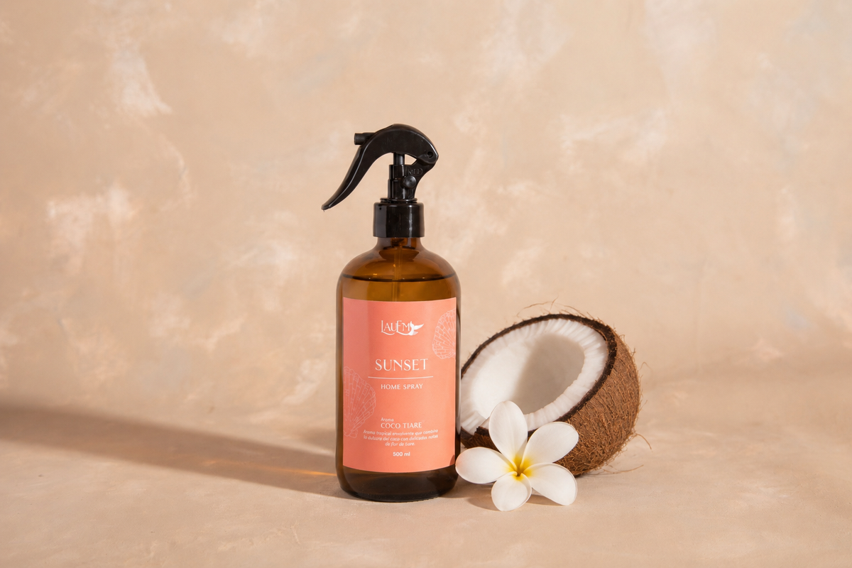 Home Spray Sunset Coco Tiaré 500 ml, Aromatizante de Ambientes LauEm